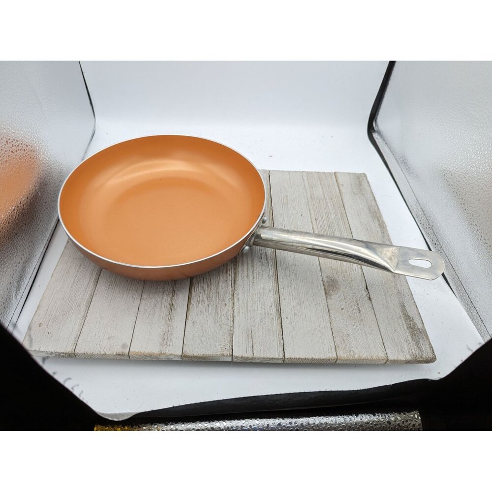 Copper Nonstick Ceramic Coating Fry Pan Skillet 9 1/2" Stainless Steel Todd Engl